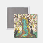 Melchuhr mit Katzen im Baum Magnet (Vorderseite/Rückseite)