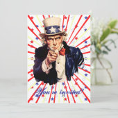 Meldebogen 4. Juli Party Einladungen (Stehend Vorderseite)