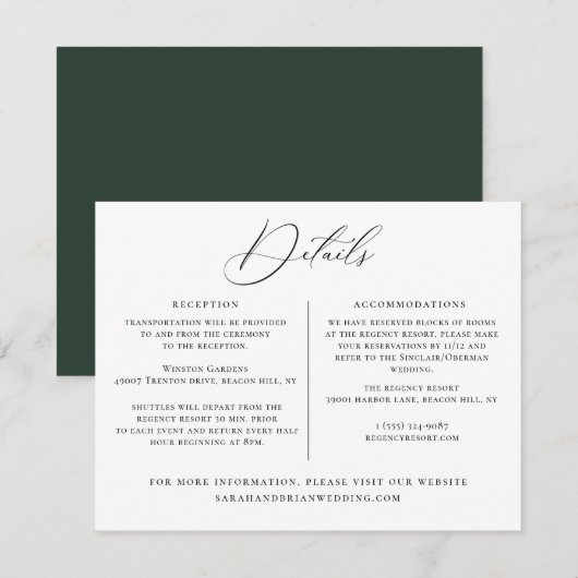Meldebogen für Hochzeitdetails Einladung (Vorne/Hinten)