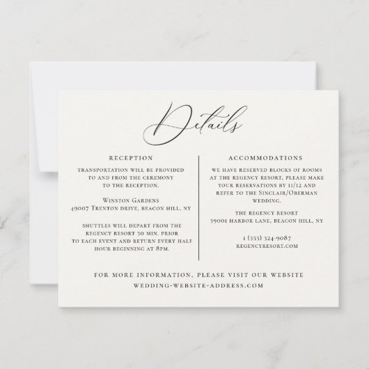Meldebogen für Hochzeitdetails Einladung (Vorderseite)