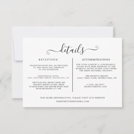 Meldebogen für Hochzeitdetails Einladung (Vorderseite)