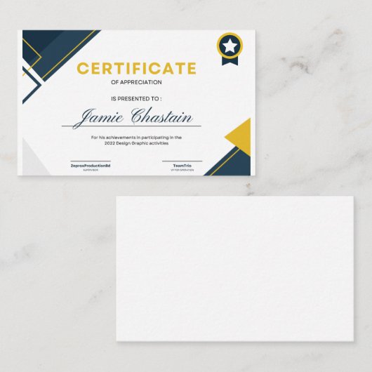 Meldebogen Visitenkarte (Vorne/Hinten)