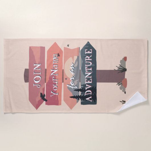 Melden Sie sich an für ein Abenteuer-Arrow-Zeichen Strandtuch (Vorderseite)