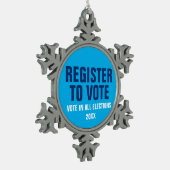 Melden Sie sich bei allen Wahlen an Schneeflocken Zinn-Ornament (Links)