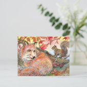 Melden Sie sich für ein Nickerchen mit Fuchs und E Postkarte (Stehend Vorderseite)