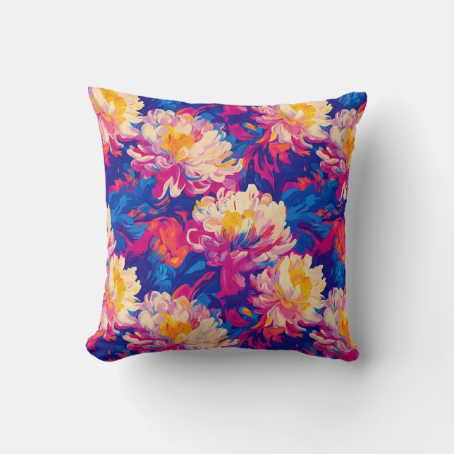 Melden von Chrysanthemum Pop Art Vibranding Design Kissen (Vorderseite)