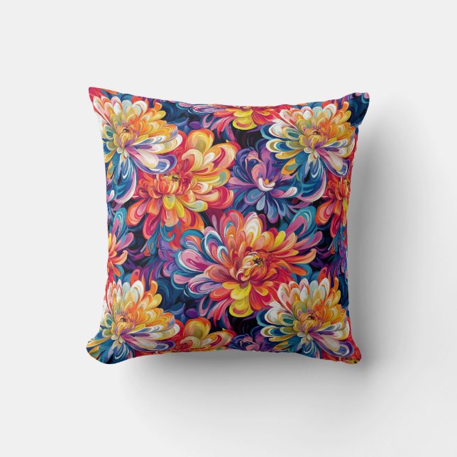 Melden von Chrysanthemum Pop Art Vibranding Design Kissen (Vorderseite)