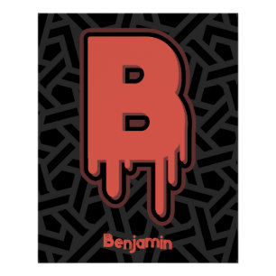 Meldend Letter B - Individuelle Name Geburtstagsge Poster