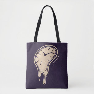 Meldende Zeit - Surreale Uhr Kunst im tiefen Blau Tasche