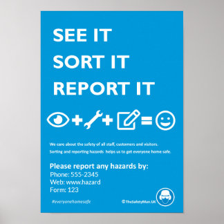 Meldeplakat für Sicherheitsrisiken (editierbar) Poster