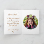 Meldung an ein Kind in einer geklappten Krankenhau Karte (Innenseite)