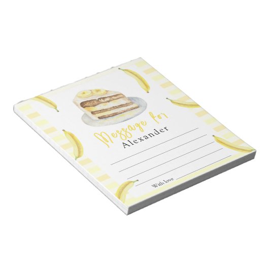 Meldung "Banana Cake Time Capsule" Notizblock (angewinkelt)