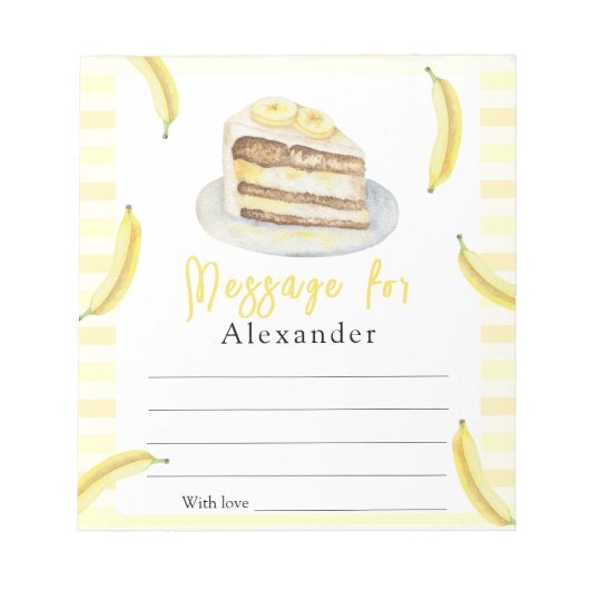 Meldung "Banana Cake Time Capsule" Notizblock (Vorderseite)