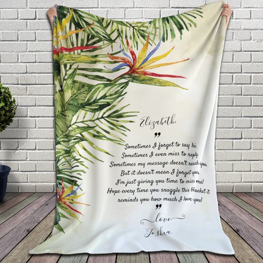 Meldung der Liebe Blanket Custom Message Tropical Sherpadecke