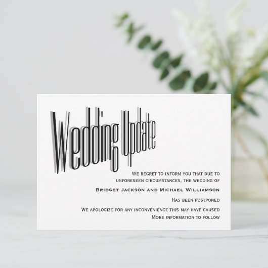 Meldung einer Hochzeit verschoben Save The Date (Stehend Vorderseite)