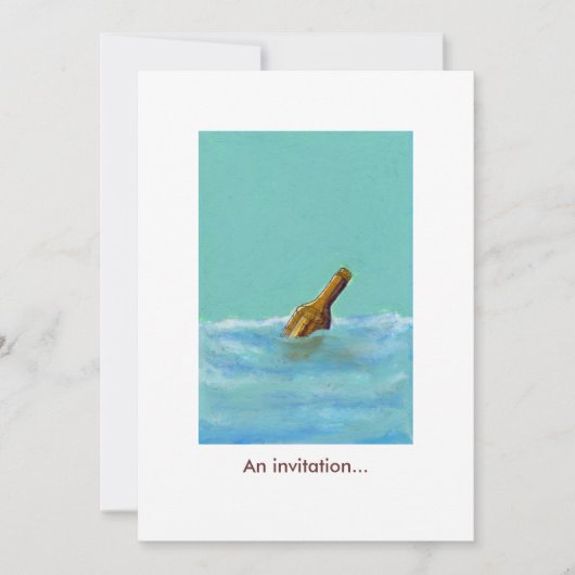 Meldung - Flasche auf See PERSONALISIERTE Einladun Einladung (Vorderseite)
