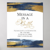 Meldung in einem Abstrakten Blue Gast Book Sign Poster (Vorne)