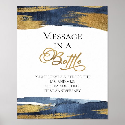 Meldung in einem Abstrakten Blue Gast Book Sign Poster (Vorne)