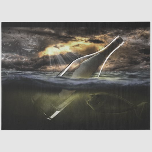 Meldung in einem Flaschenmeer 20-x30 Decoupage Seidenpapier (Vorderseite)