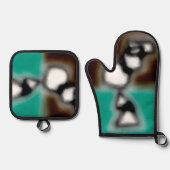 Meldung in einer Flasche: Abstrakt braun, Aquamari Ofenhandschuh & Topflappen-Set (Vorderseite)