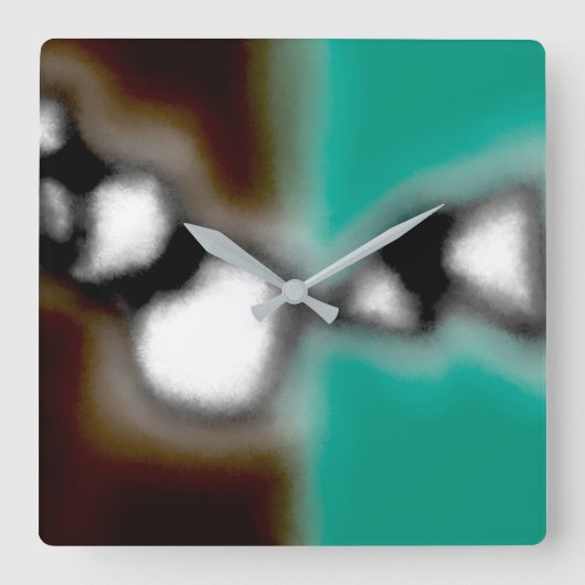 Meldung in einer Flasche: Abstrakt braun, Aquamari Quadratische Wanduhr (Vorderseite)