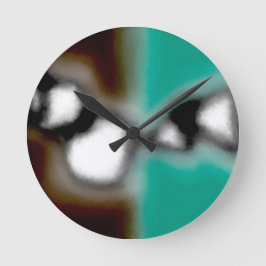 Meldung in einer Flasche: Abstrakt braun, Aquamari Runde Wanduhr