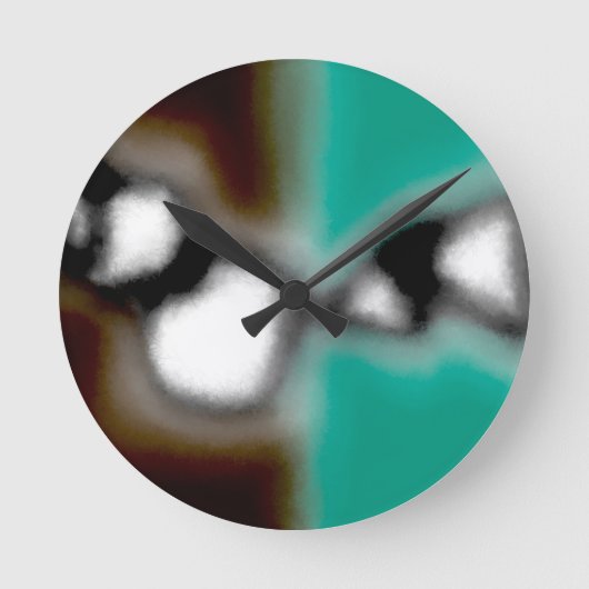 Meldung in einer Flasche: Abstrakt braun, Aquamari Runde Wanduhr (Vorderseite)