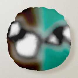 Meldung in einer Flasche: Abstrakt braun, Aquamari Rundes Kissen