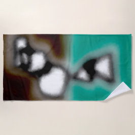 Meldung in einer Flasche: Abstrakt braun, Aquamari Strandtuch