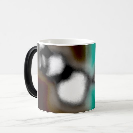 Meldung in einer Flasche: Abstrakt braun, Aquamari Verwandlungstasse (Vorderseite Links)