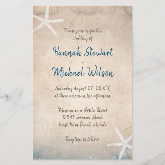 Meldung in einer Flasche Beach Scroll Einladung (Vorderseite)