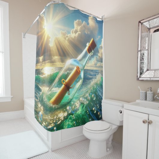 Meldung in einer Flasche Duschvorhang (Beispiel)