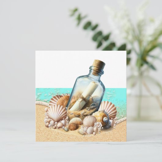 Meldung in einer Flasche Einladung (Stehend Vorderseite)