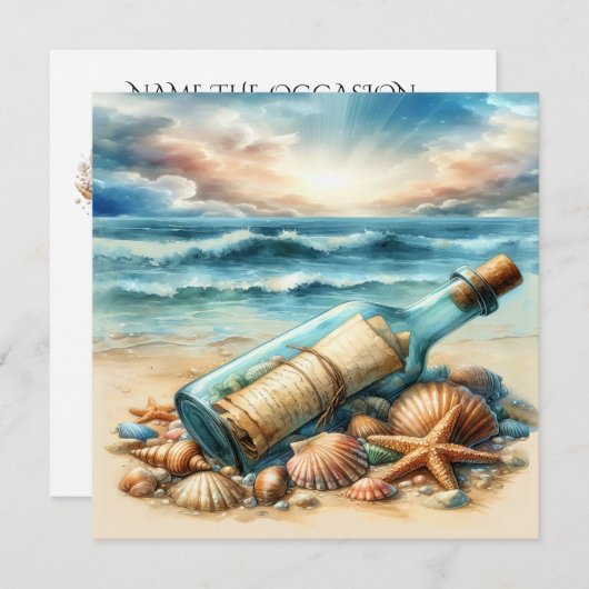 Meldung in einer Flasche Einladung (Vorne/Hinten)