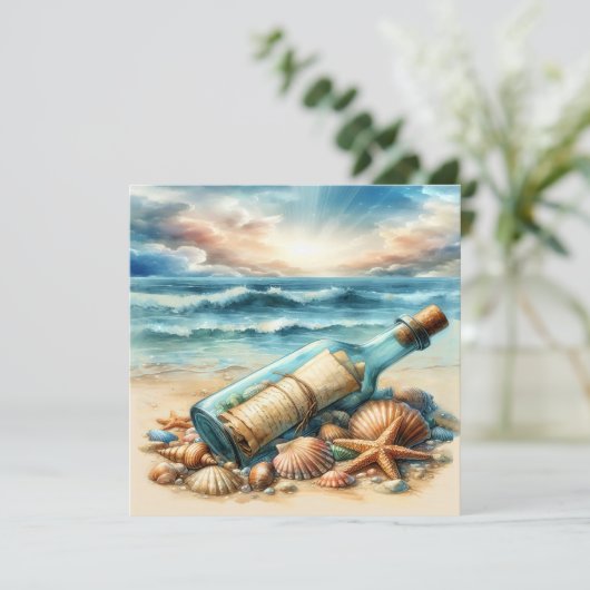 Meldung in einer Flasche Einladung (Stehend Vorderseite)