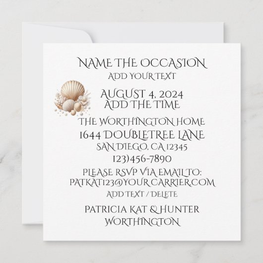 Meldung in einer Flasche Einladung (Rückseite)