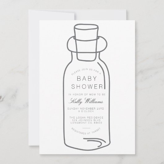 Meldung in einer Flasche | Kinderdusche Einladung (Vorderseite)