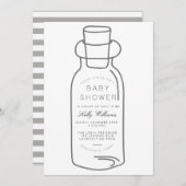 Meldung in einer Flasche | Kinderdusche Einladung (Vorne/Hinten)