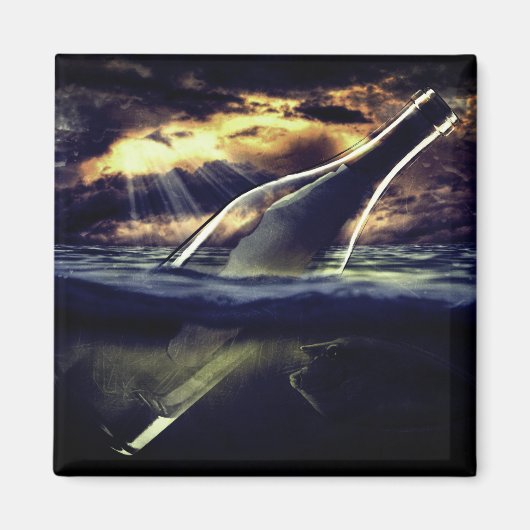 Meldung in einer Flasche Magnet (Vorne)