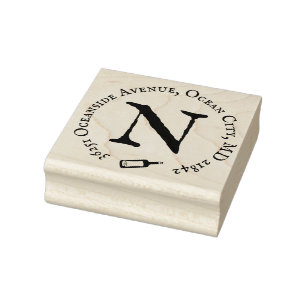 Meldung in einer Flasche Monogramm-Adresse Gummistempel