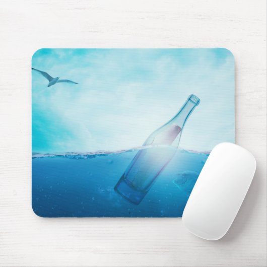 Meldung in einer Flasche Mousepad (Mit Mouse)