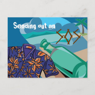 Meldung in einer Flasche Postkarte