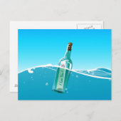 Meldung in einer Flasche Postkarte (Vorne/Hinten)