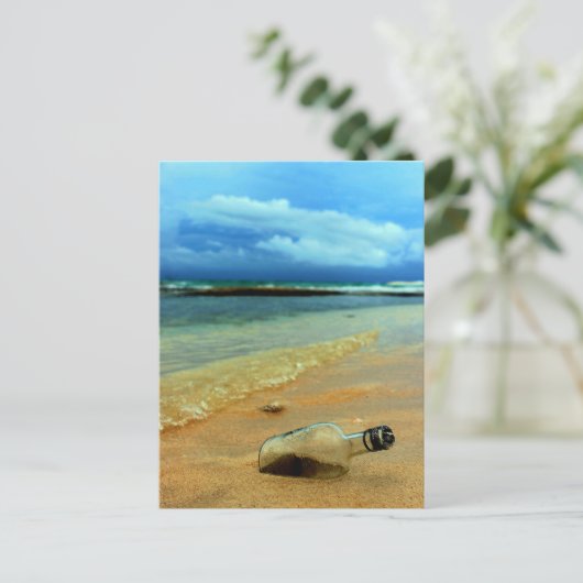 Meldung in einer Flasche Postkarte (Stehend Vorderseite)