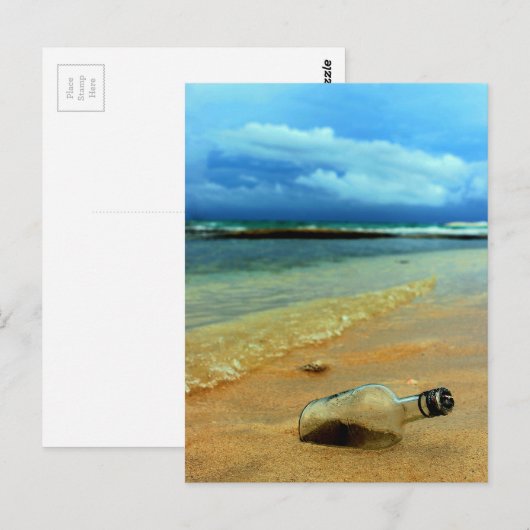 Meldung in einer Flasche Postkarte (Vorne/Hinten)