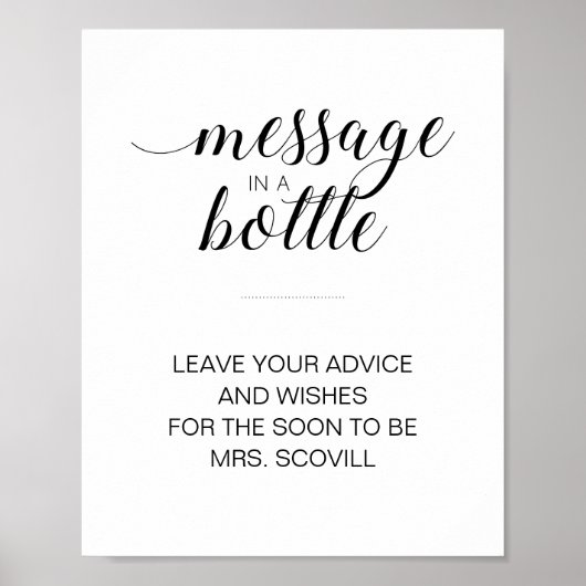 Meldung in einer Flasche Ratgeber wünscht Brautpar Poster (Vorne)