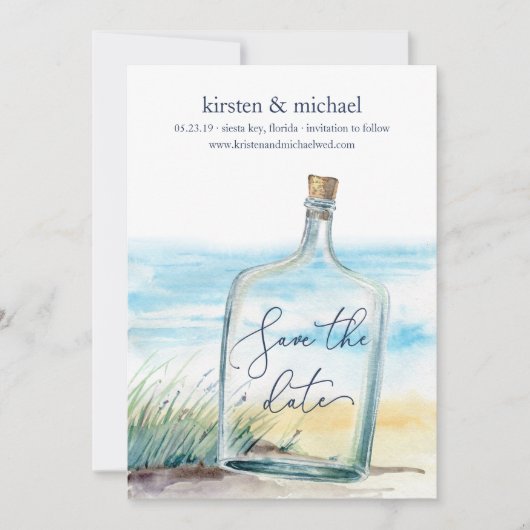 Meldung in einer Flasche Save the Date (Vorderseite)