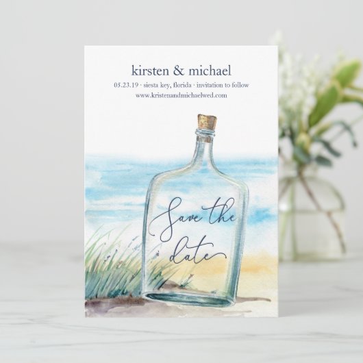 Meldung in einer Flasche Save the Date (Stehend Vorderseite)