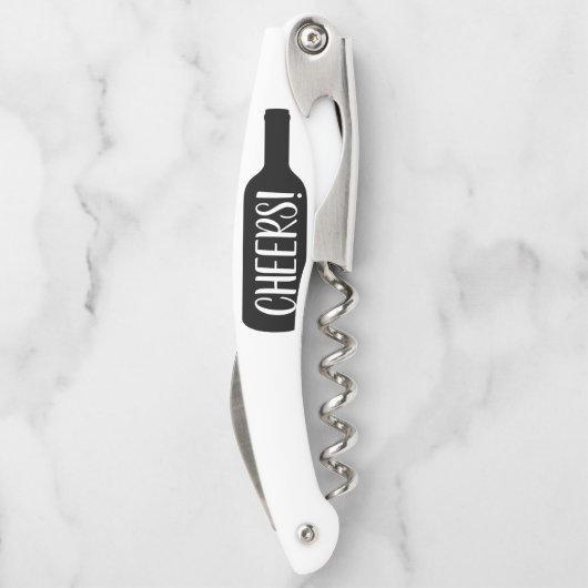 Meldung in einer Weinflasche, kundenspezifisch in  Kellnermesser (Rückseite)