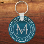 Meldung - Monogramm in Aquamarin Schlüsselanhänger (Rückseite)